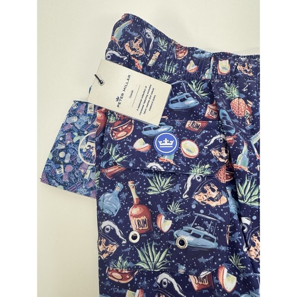 Peter Millar Other - NWT Peter Millar Seaside "Ship Faced" ATL Blue W/ Koozie Swim Trunks MEDIUM $98